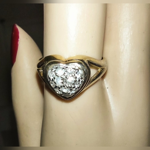 Pave Crystal Gold Heart Ring - Picture 10 of 13